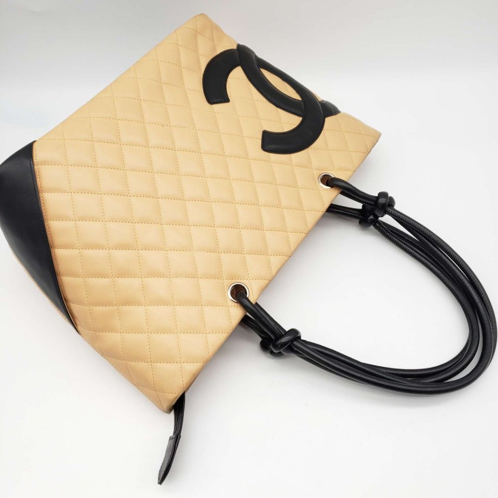 100% AUTHENTIC CHANEL CAMBON LINE LEATHER LARGE TOTE BAG - Picture 5 of 16